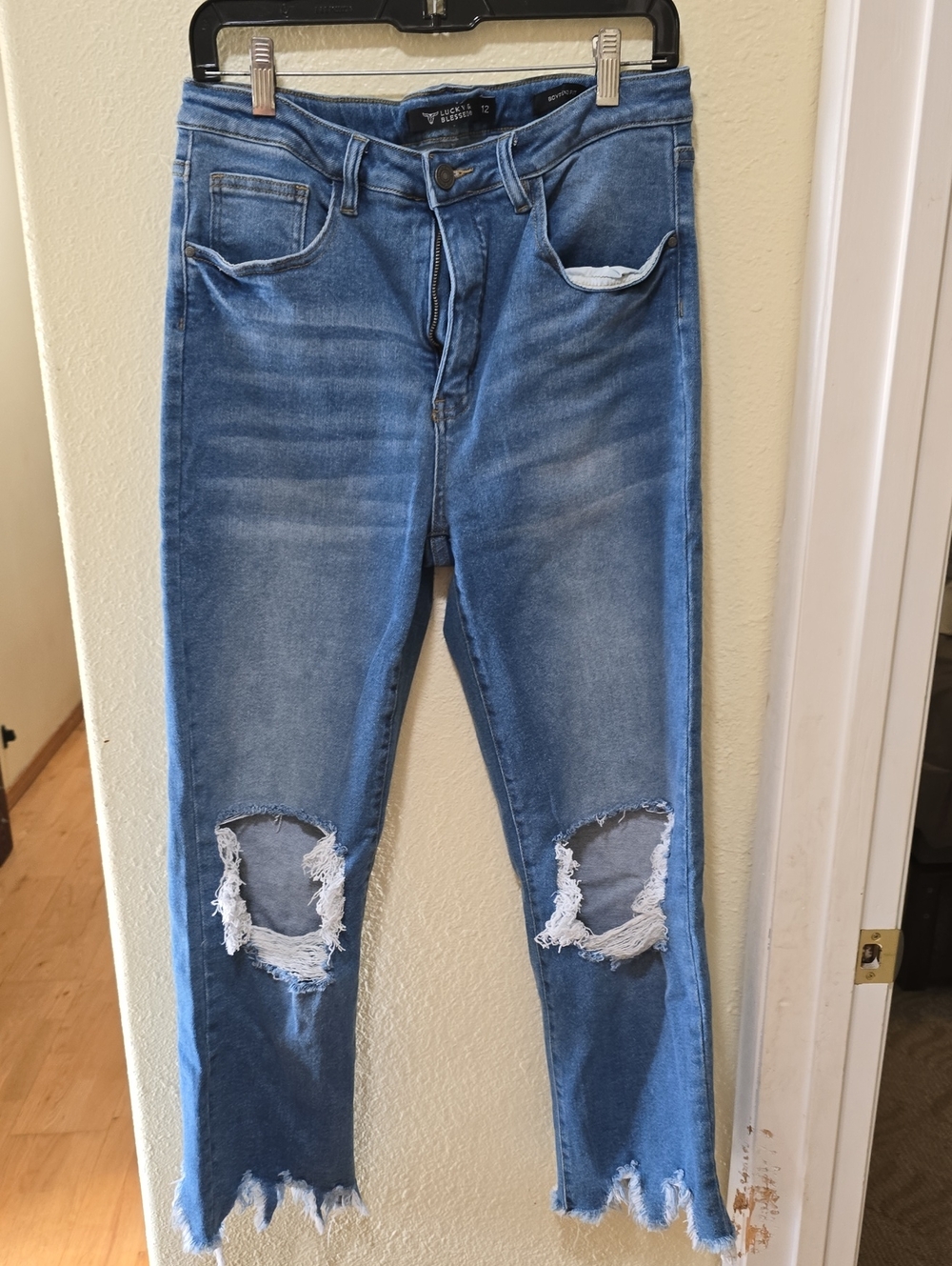 Lucky & Blessed Light Blue Distressed Cropped Jeans